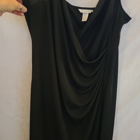 H&M Women Black Cocktail Dress XL Crossover Front Ruched Side Spaghetti Strap - Picture 3 of 5